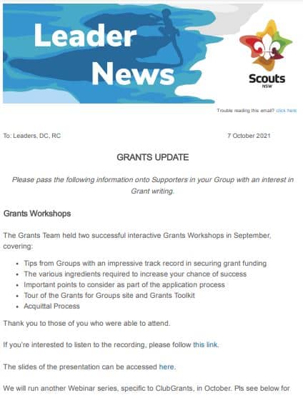 Grants Update - 7 October 2021
