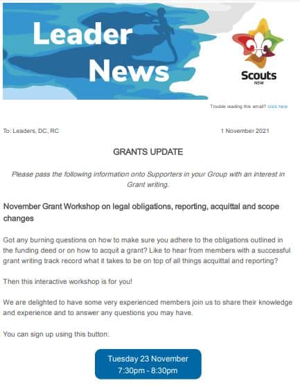 Grants Update - 1 November 2021